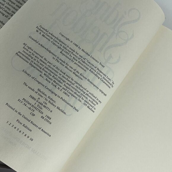 The Sands of Time Hardcover By Sheldon Sidney 1988 First Edition - Picture 7 of 8